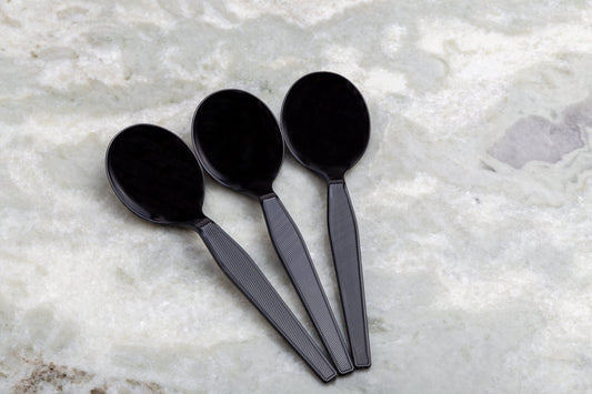 AmerCareRoyal Take-Out/Dine-In/Disposable Cutlery And Utensils/Disposable Cutlery/Disposable Spoons Medium Heavy Black Polystyrene Soup Spoons, Case of 1,000