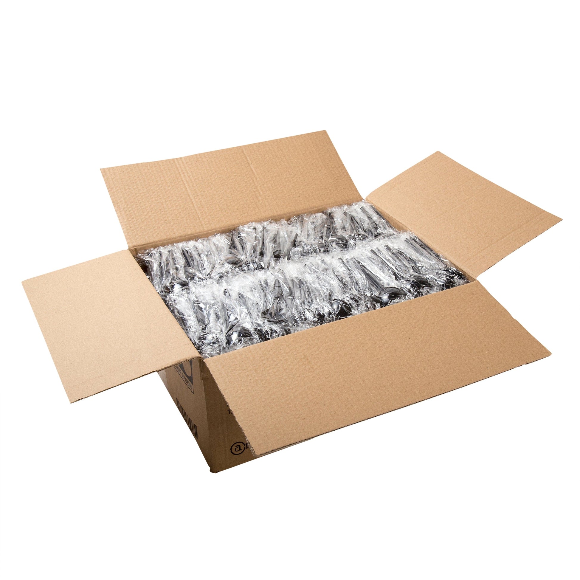 AmerCareRoyal Take-Out/Dine-In/Disposable Cutlery And Utensils/Disposable Cutlery/Disposable Spoons Medium Heavy Black Polystyrene Individually Wrapped Soup Spoons, Case of 1,000