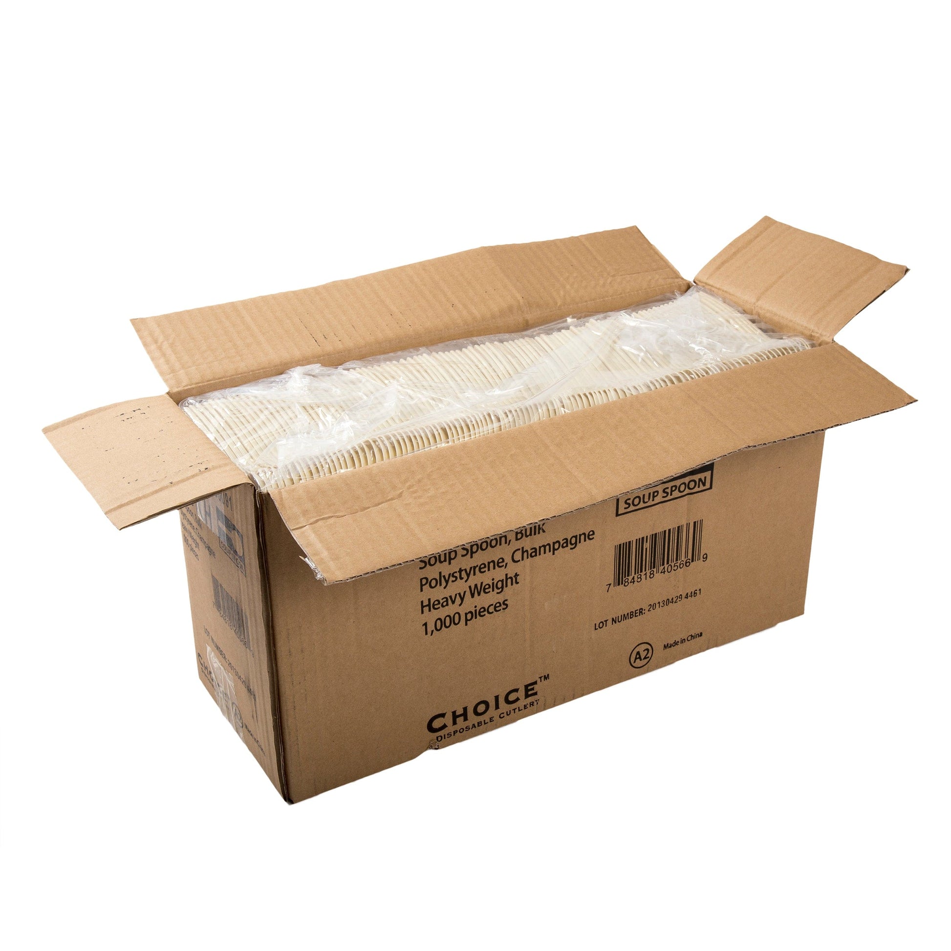 AmerCareRoyal Take-Out/Dine-In/Disposable Cutlery And Utensils/Disposable Cutlery/Disposable Spoons Bulk Heavy Champagne Polystyrene Soup Spoons, Case of 1,000