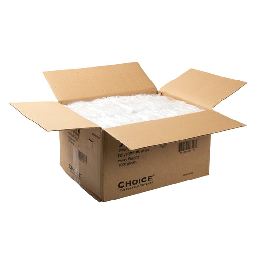AmerCareRoyal Take-Out/Dine-In/Disposable Cutlery And Utensils/Disposable Cutlery/Disposable Spoons Heavy White Polystyrene Individually Wrapped Soup Spoons, Case of 1,000