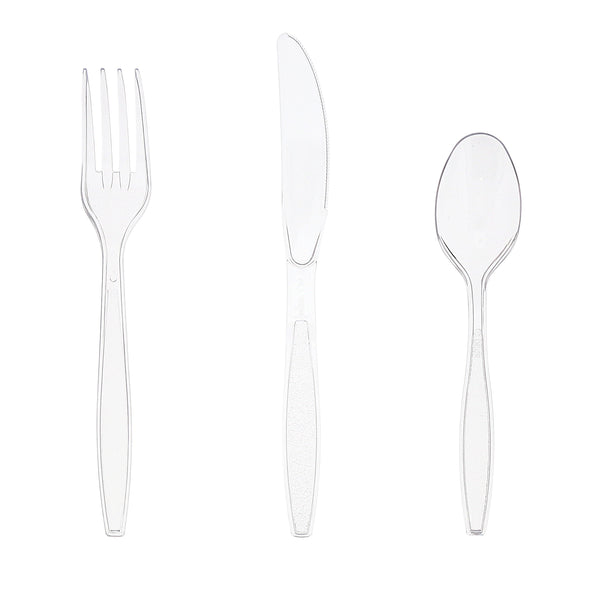 AmerCareRoyal Take-Out/Dine-In/Disposable Cutlery And Utensils/Disposable Cutlery/Disposable Cutlery Kits Heavy Clear Polystyrene Forks-Spoons-Knives, Case of 1,440