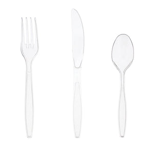 AmerCareRoyal Take-Out/Dine-In/Disposable Cutlery And Utensils/Disposable Cutlery/Disposable Cutlery Kits Heavy Clear Polystyrene Forks-Spoons-Knives, Case of 1,440