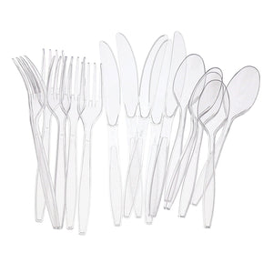 AmerCareRoyal Take-Out/Dine-In/Disposable Cutlery And Utensils/Disposable Cutlery/Disposable Cutlery Kits Heavy Clear Polystyrene Forks-Spoons-Knives, Case of 1,440