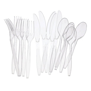 AmerCareRoyal Take-Out/Dine-In/Disposable Cutlery And Utensils/Disposable Cutlery/Disposable Cutlery Kits Heavy Clear Polystyrene Forks-Spoons-Knives, Case of 1,440