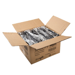 AmerCareRoyal Take-Out/Dine-In/Disposable Cutlery And Utensils/Disposable Utensils Black Polystyrene Individually Wrapped Tongs, Case of 48
