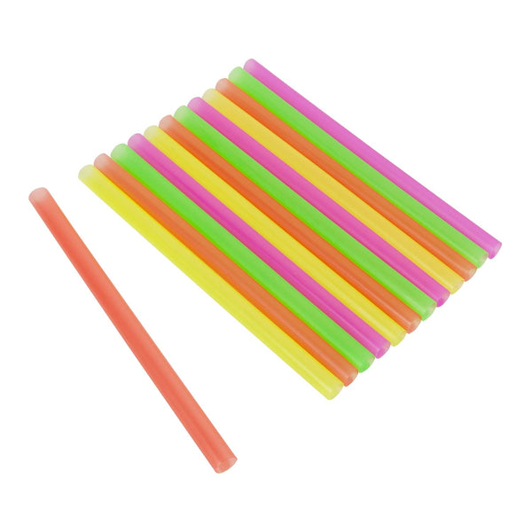 20 Extra-Long Assorted Color Neon Unwrapped Drinking Straw - 500/Case