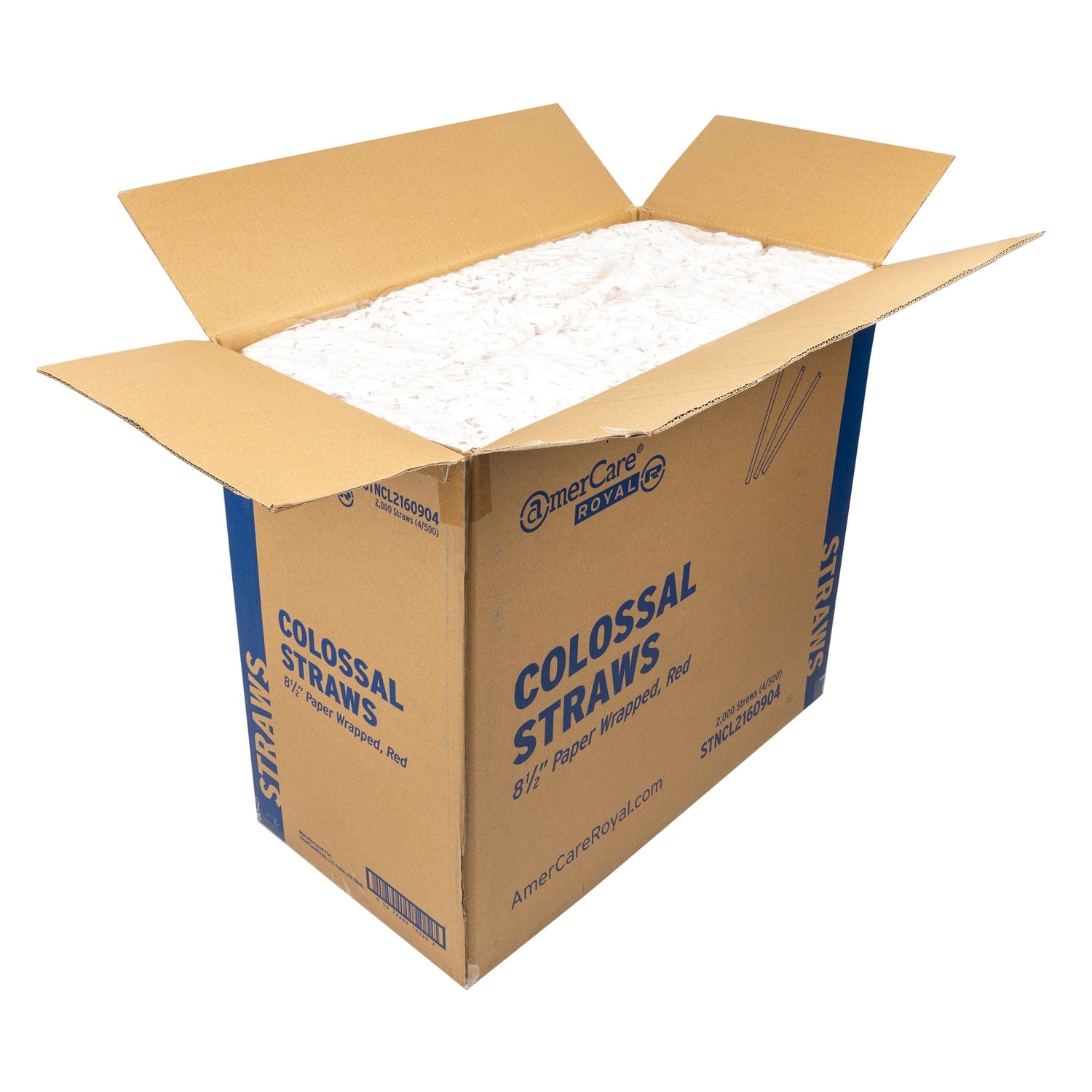 AmerCareRoyal Take-Out/Dine-In/Disposable Beverage Supplies/Straws 8.5" Colossal Red Paper Wrapped Straws, Case of 2,000