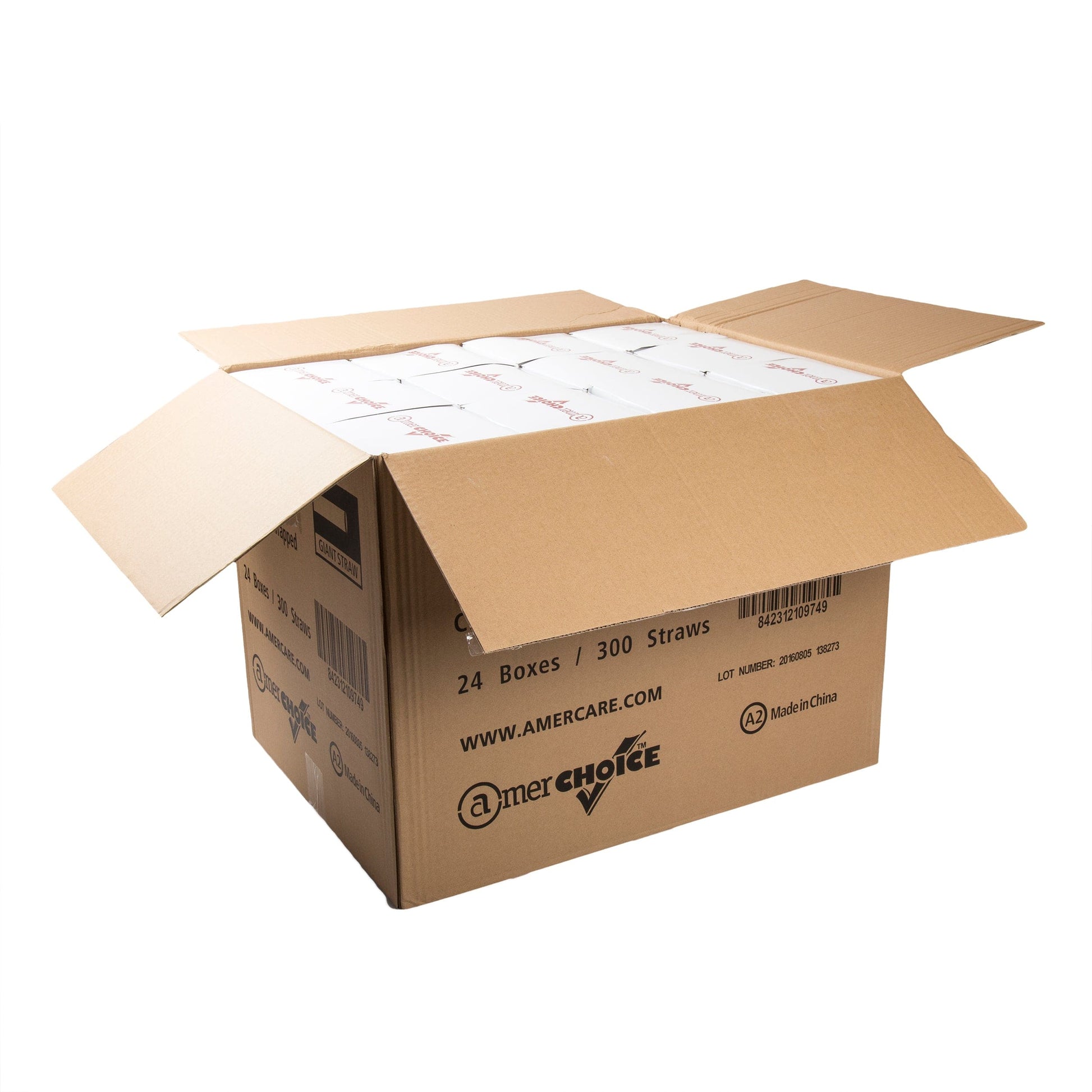 AmerCareRoyal Take-Out/Dine-In/Disposable Beverage Supplies/Straws 7.75" Giant Clear Paper Wrapped Straws, Case of 7,200