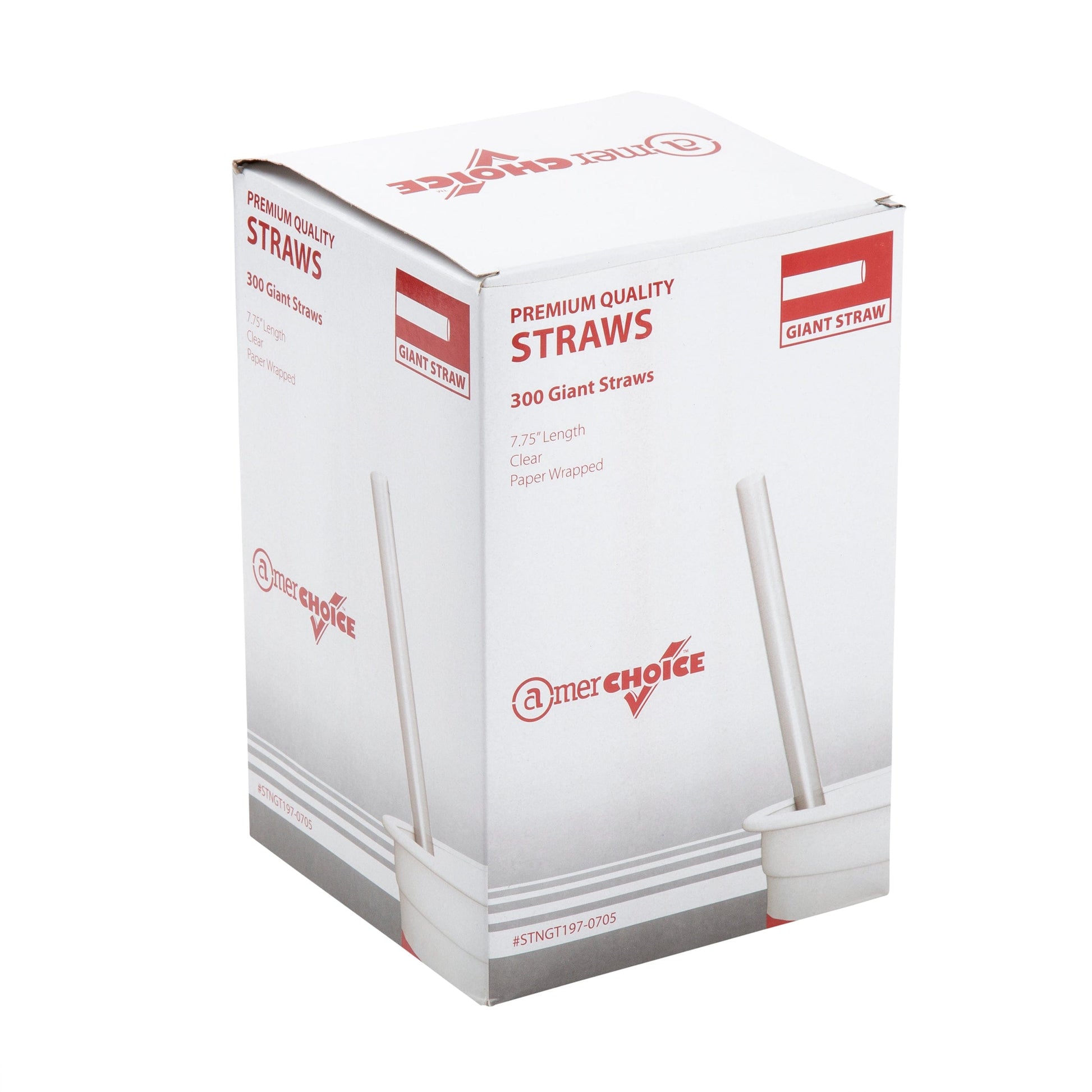 AmerCareRoyal Take-Out/Dine-In/Disposable Beverage Supplies/Straws 7.75" Giant Clear Paper Wrapped Straws, Case of 7,200