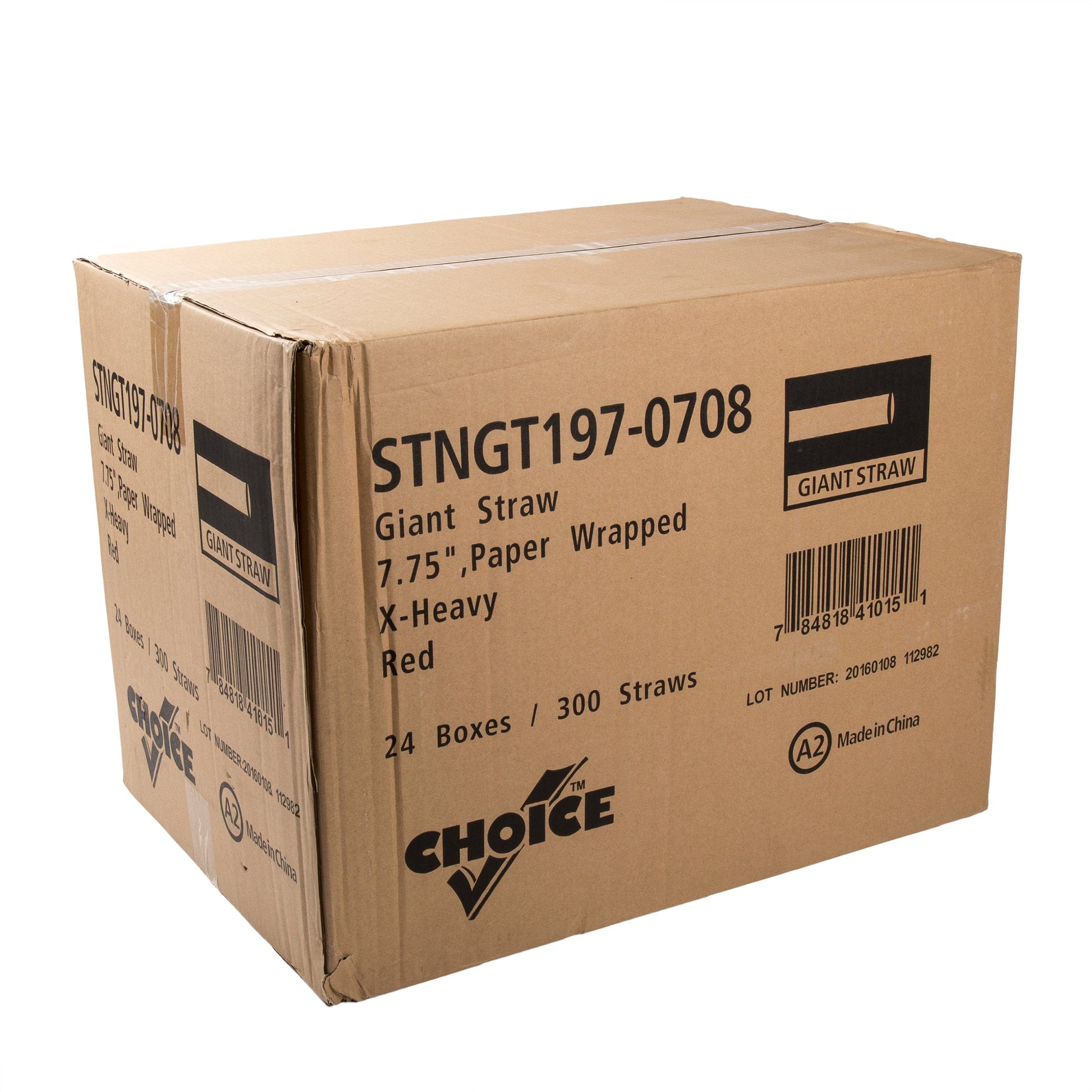 AmerCareRoyal Take-Out/Dine-In/Disposable Beverage Supplies/Straws 7.75" Giant Red Paper Wrapped Straws, Case of 7,200
