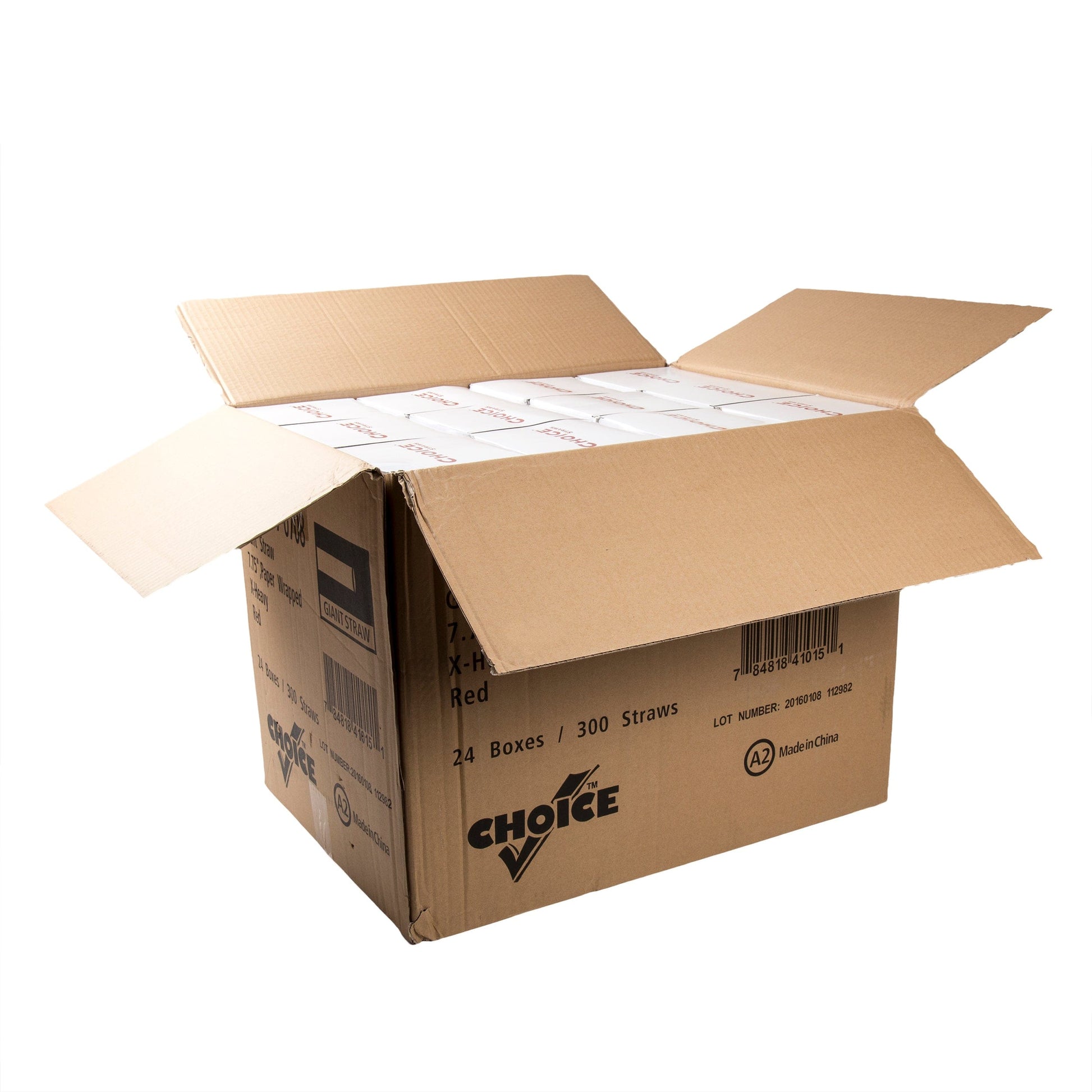 AmerCareRoyal Take-Out/Dine-In/Disposable Beverage Supplies/Straws 7.75" Giant Red Paper Wrapped Straws, Case of 7,200