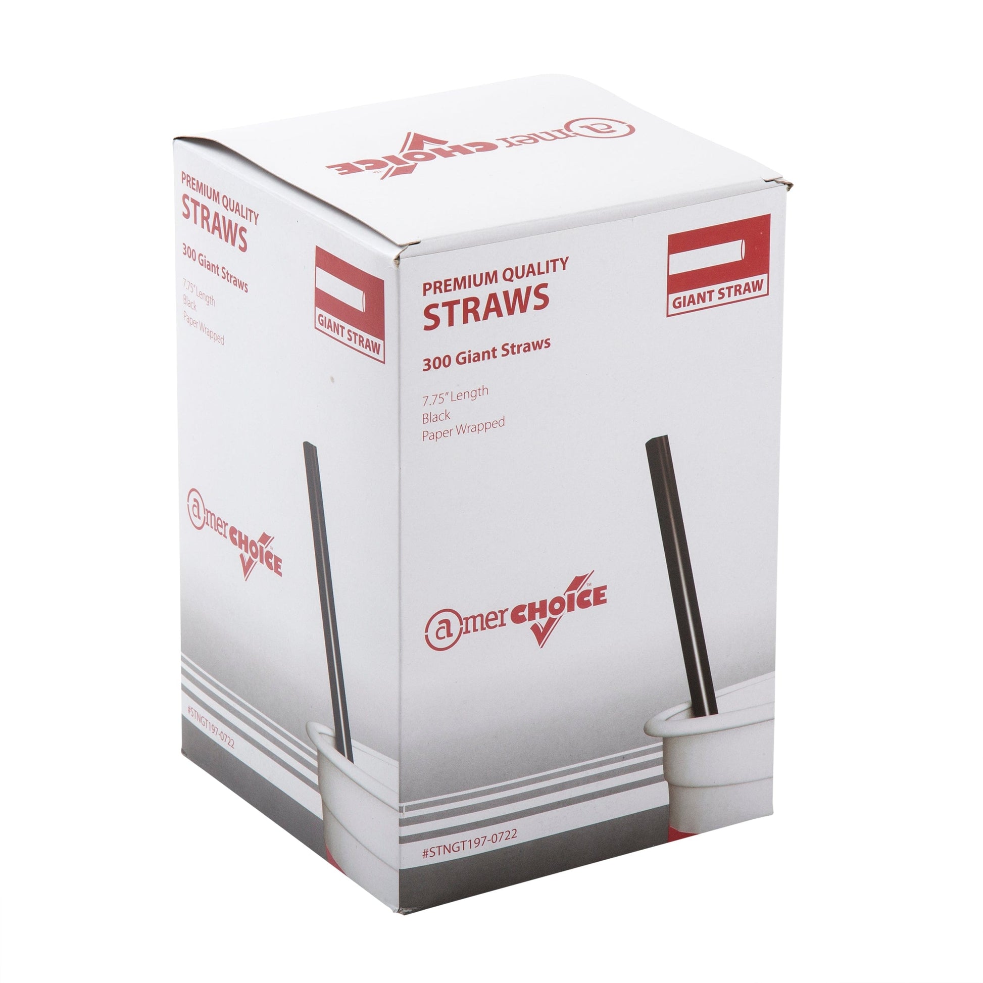 AmerCareRoyal Take-Out/Dine-In/Disposable Beverage Supplies/Straws 7.75" Giant Paper Wrapped Black Straws, Case of 7,200