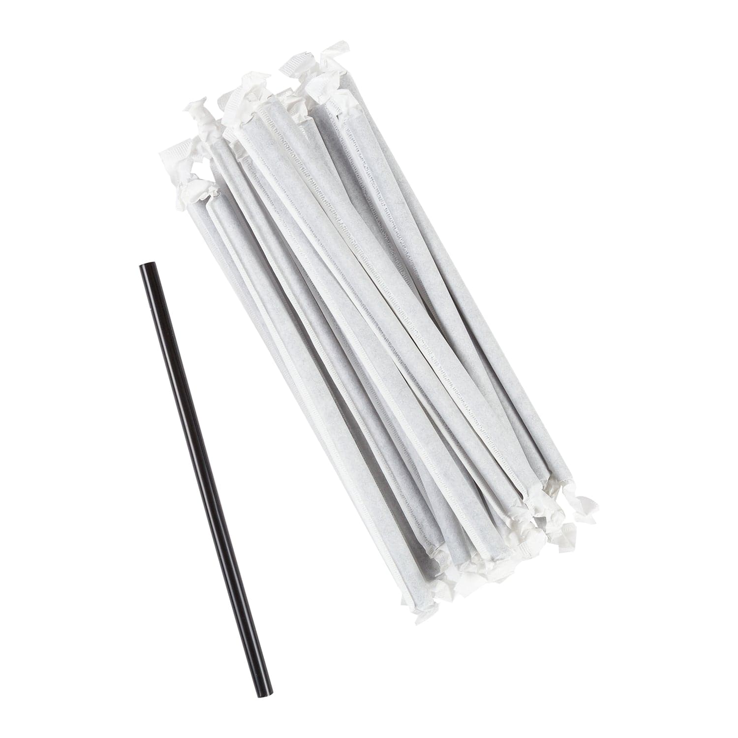 AmerCareRoyal Take-Out/Dine-In/Disposable Beverage Supplies/Straws 7.75" Giant Paper Wrapped Black Straws, Case of 7,200