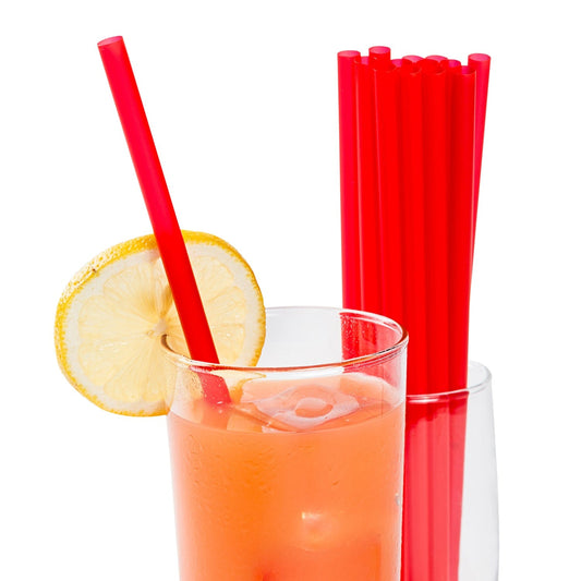 AmerCareRoyal Take-Out/Dine-In/Disposable Beverage Supplies/Straws 9" Giant Red Unwrapped Straws, Case of 7,200