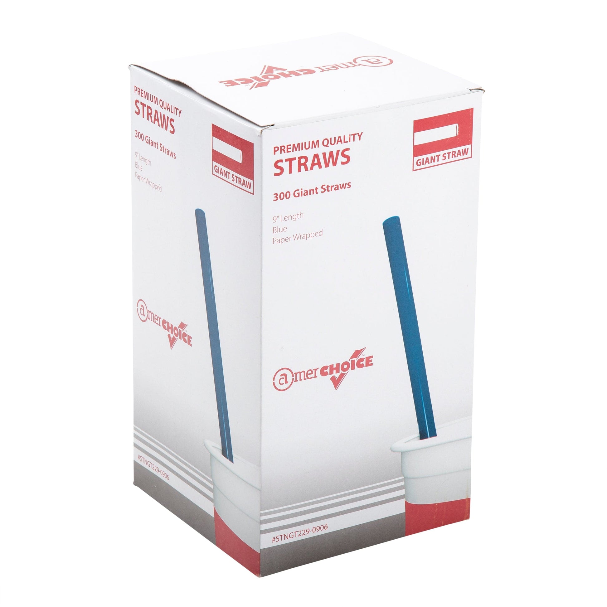 AmerCareRoyal Take-Out/Dine-In/Disposable Beverage Supplies/Straws 9" Giant Blue Paper Wrapped Straws, Case of 1,200