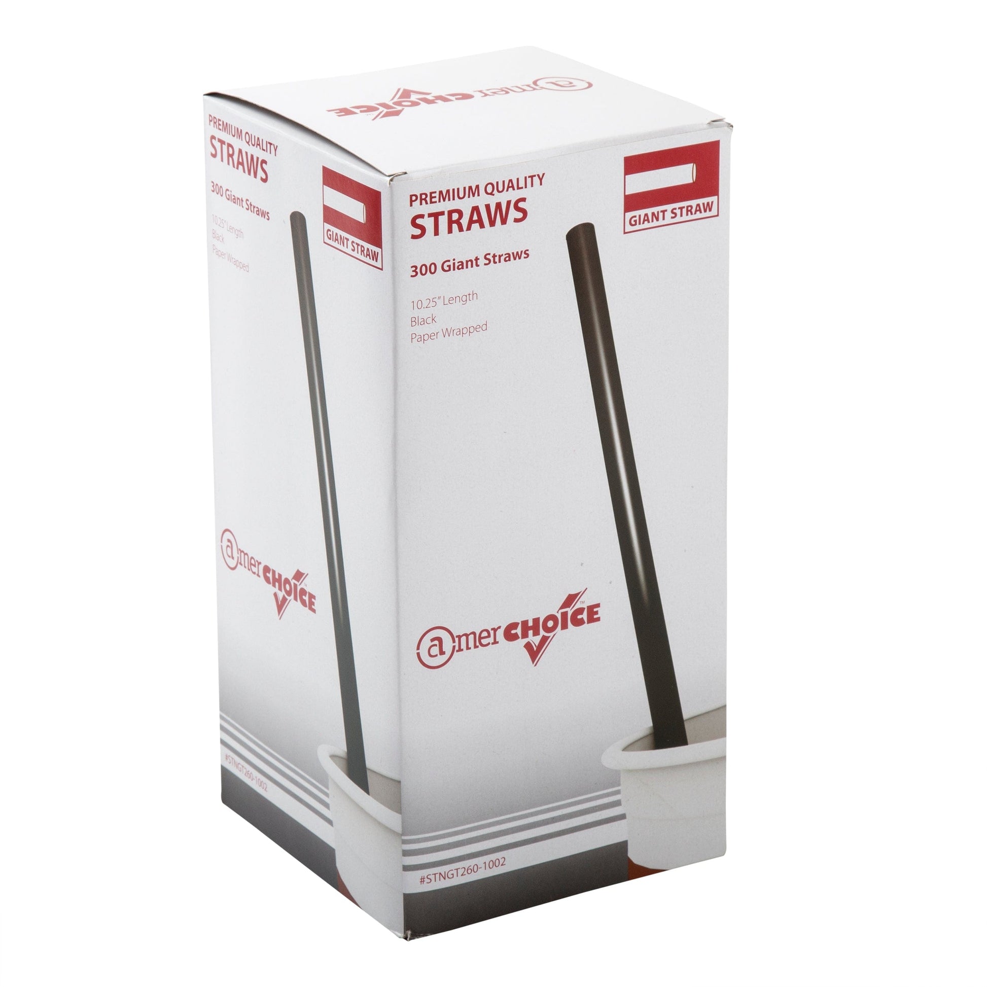 AmerCareRoyal Take-Out/Dine-In/Disposable Beverage Supplies/Straws 10.25" Giant Black Paper Wrapped Straws, Case of 1,200