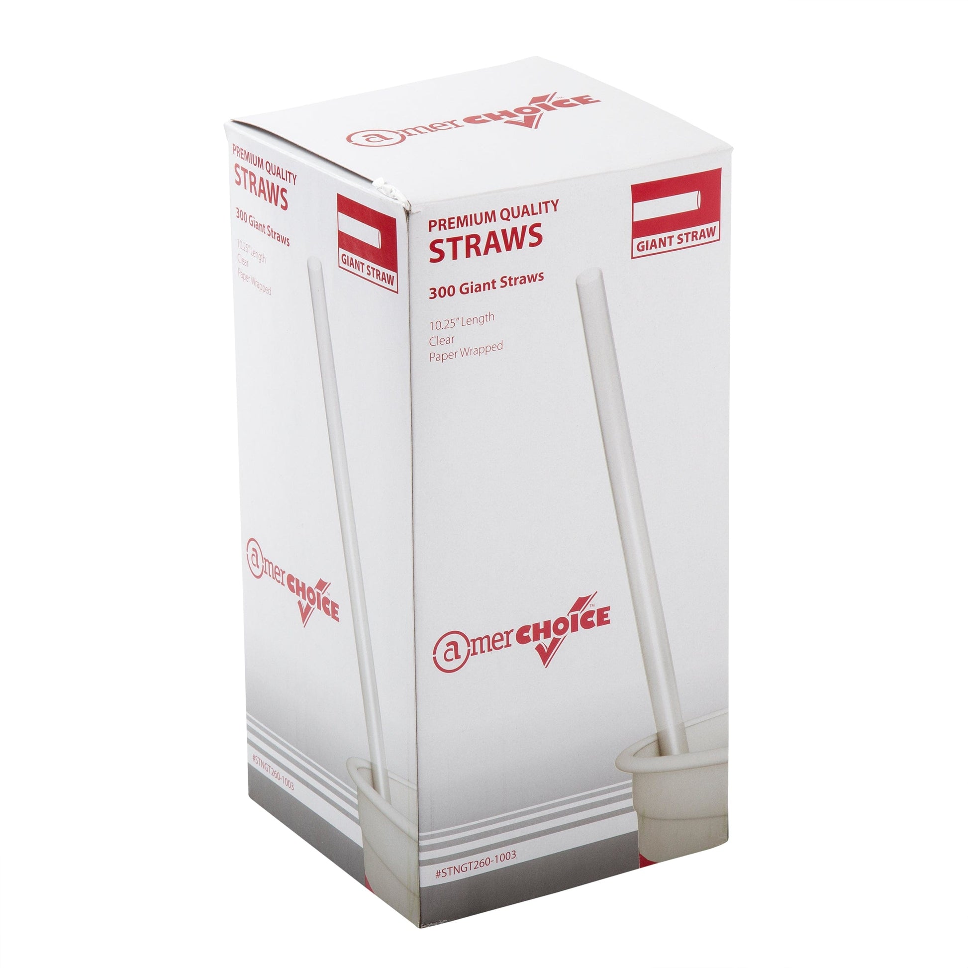 AmerCareRoyal Take-Out/Dine-In/Disposable Beverage Supplies/Straws 10.25" Giant Clear Paper Wrapped Straws, Case of 1,200