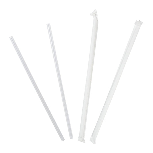 AmerCareRoyal Take-Out/Dine-In/Disposable Beverage Supplies/Straws 10.25" Giant Clear Paper Wrapped Straws, Case of 1,200