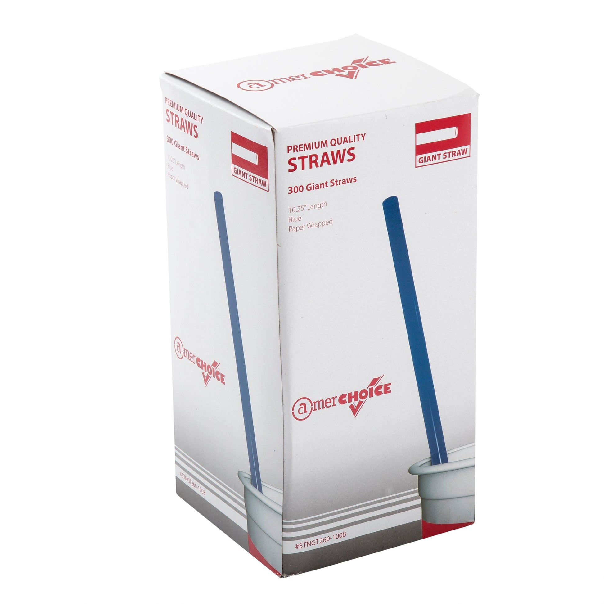 AmerCareRoyal Take-Out/Dine-In/Disposable Beverage Supplies/Straws 10.25" Giant Paper Wrapped Blue Straws, Case of 1,200