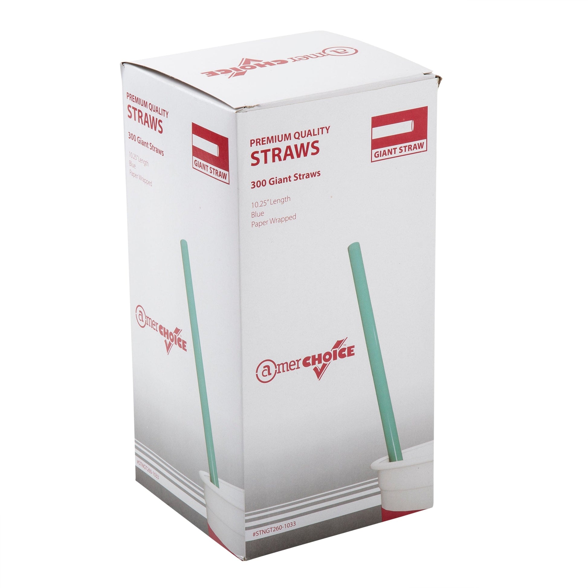 AmerCareRoyal Take-Out/Dine-In/Disposable Beverage Supplies/Straws 10.25" Giant Blue Paper Wrapped Straws, Case of 1,200