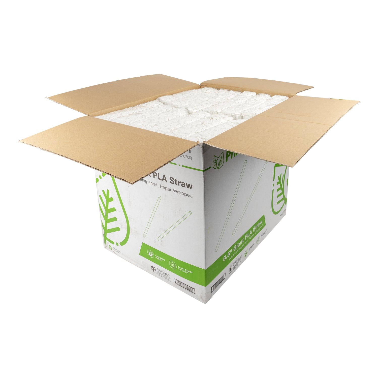 CiboWares.com Take-Out/Dine-In/Disposable Beverage Supplies/Straws 8.5" Giant Milky White/Transparent Paper Wrapped PLA Straws, Case of  7,200