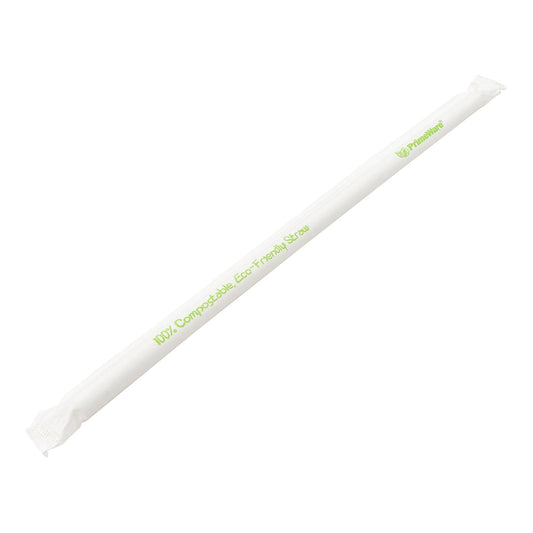 CiboWares.com Take-Out/Dine-In/Disposable Beverage Supplies/Straws 8.5" Giant Milky White/Transparent Paper Wrapped PLA Straws, Case of  7,200
