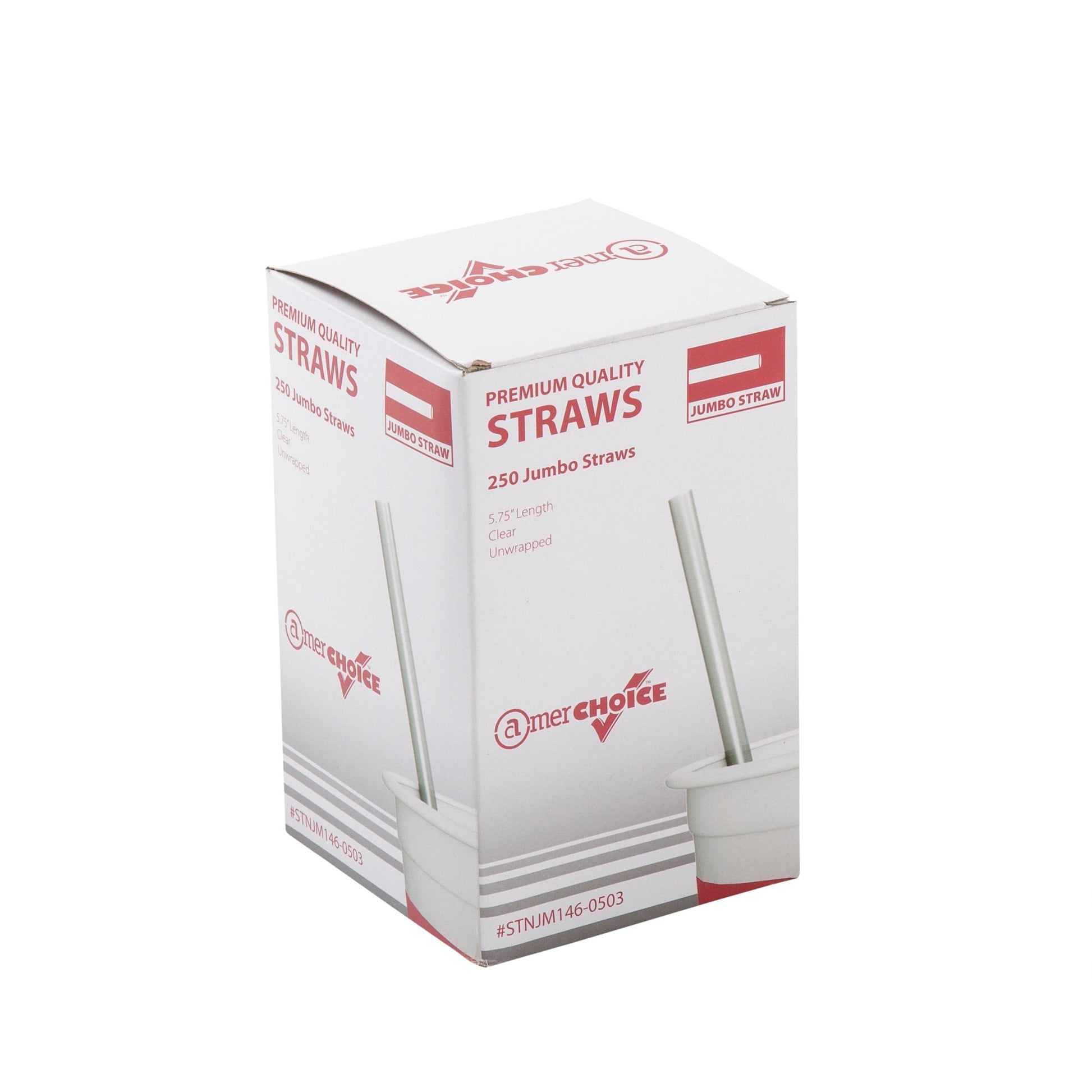 AmerCareRoyal Take-Out/Dine-In/Disposable Beverage Supplies/Straws 5.75" Jumbo Clear Unwrapped Straws, Case of 12,500