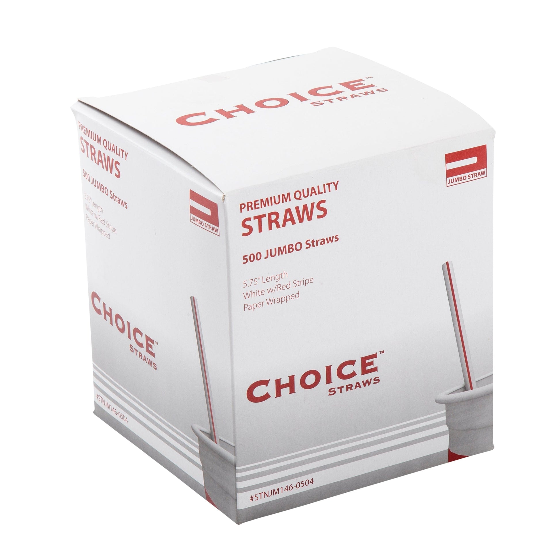 AmerCareRoyal Take-Out/Dine-In/Disposable Beverage Supplies/Straws 5.75" Jumbo White with Red Stripes Paper Wrapped Straws, Case of 12,000