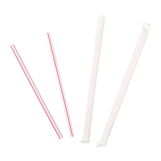 AmerCareRoyal Take-Out/Dine-In/Disposable Beverage Supplies/Straws 5.75" Jumbo White with Red Stripes Paper Wrapped Straws, Case of 12,000