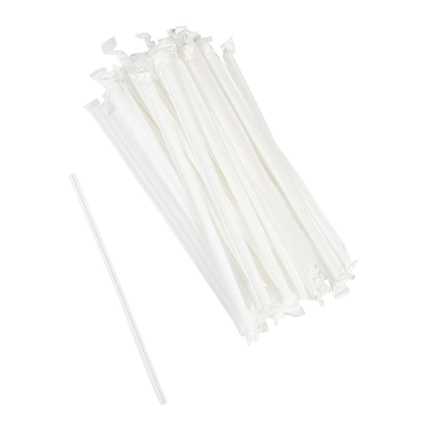 AmerCareRoyal Take-Out/Dine-In/Disposable Beverage Supplies/Straws 7.75" Jumbo Clear Paper Wrapped Straws, Case of 12,000