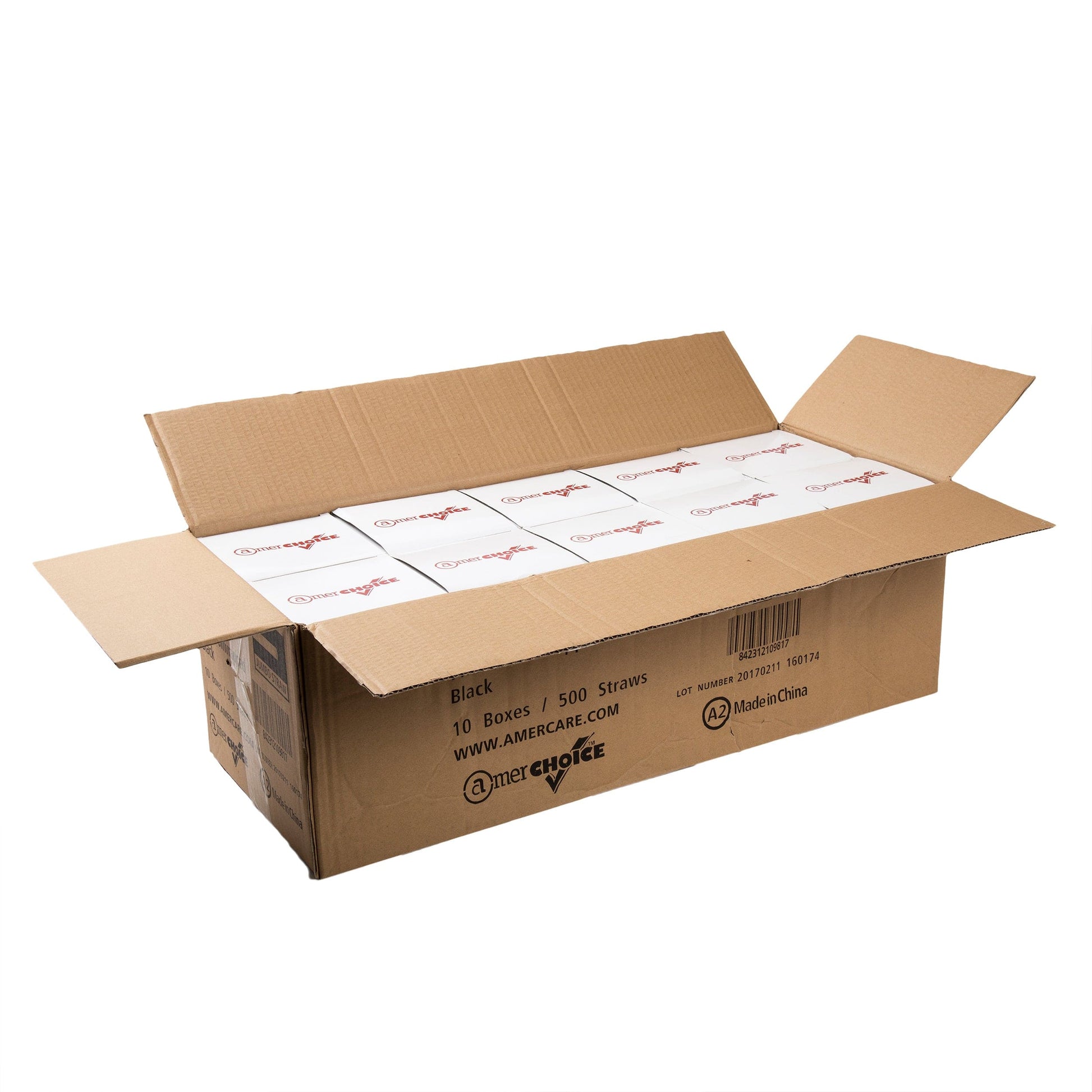 AmerCareRoyal Take-Out/Dine-In/Disposable Beverage Supplies/Straws 7.75" Jumbo Black Unwrapped Straws, Case of 5,000