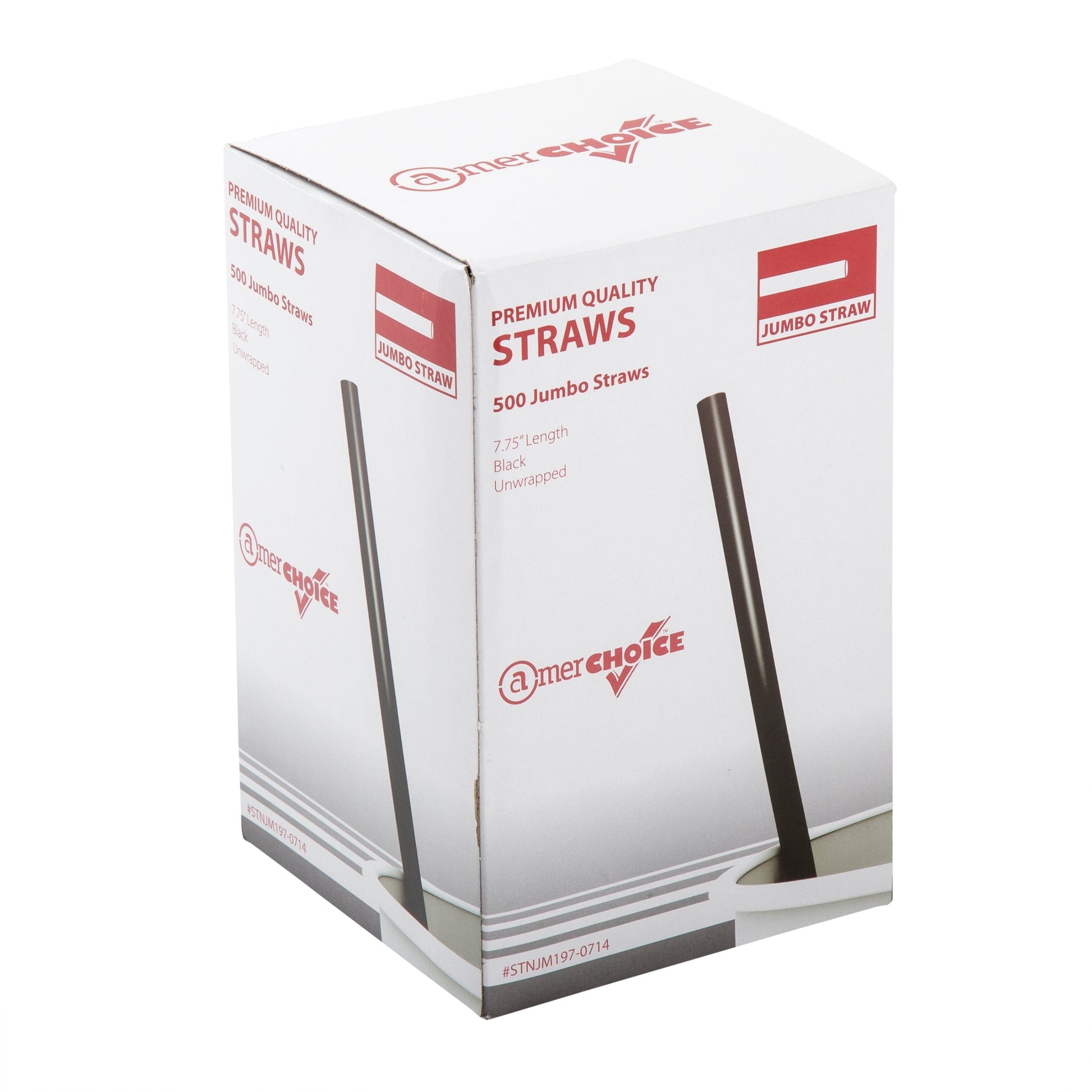 AmerCareRoyal Take-Out/Dine-In/Disposable Beverage Supplies/Straws 7.75" Jumbo Black Unwrapped Straws, Case of 5,000
