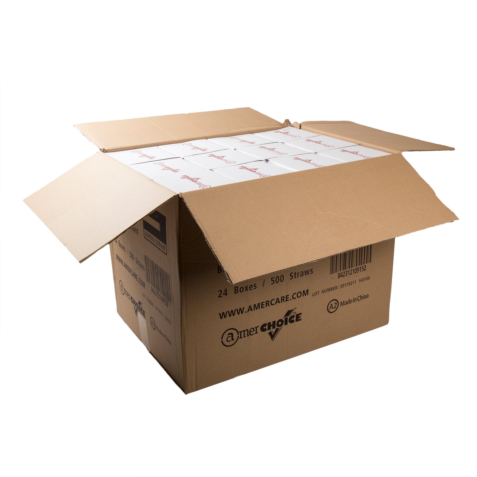 AmerCareRoyal Take-Out/Dine-In/Disposable Beverage Supplies/Straws 7.75" Jumbo Black Paper Wrapped Straws, Case of 12,000