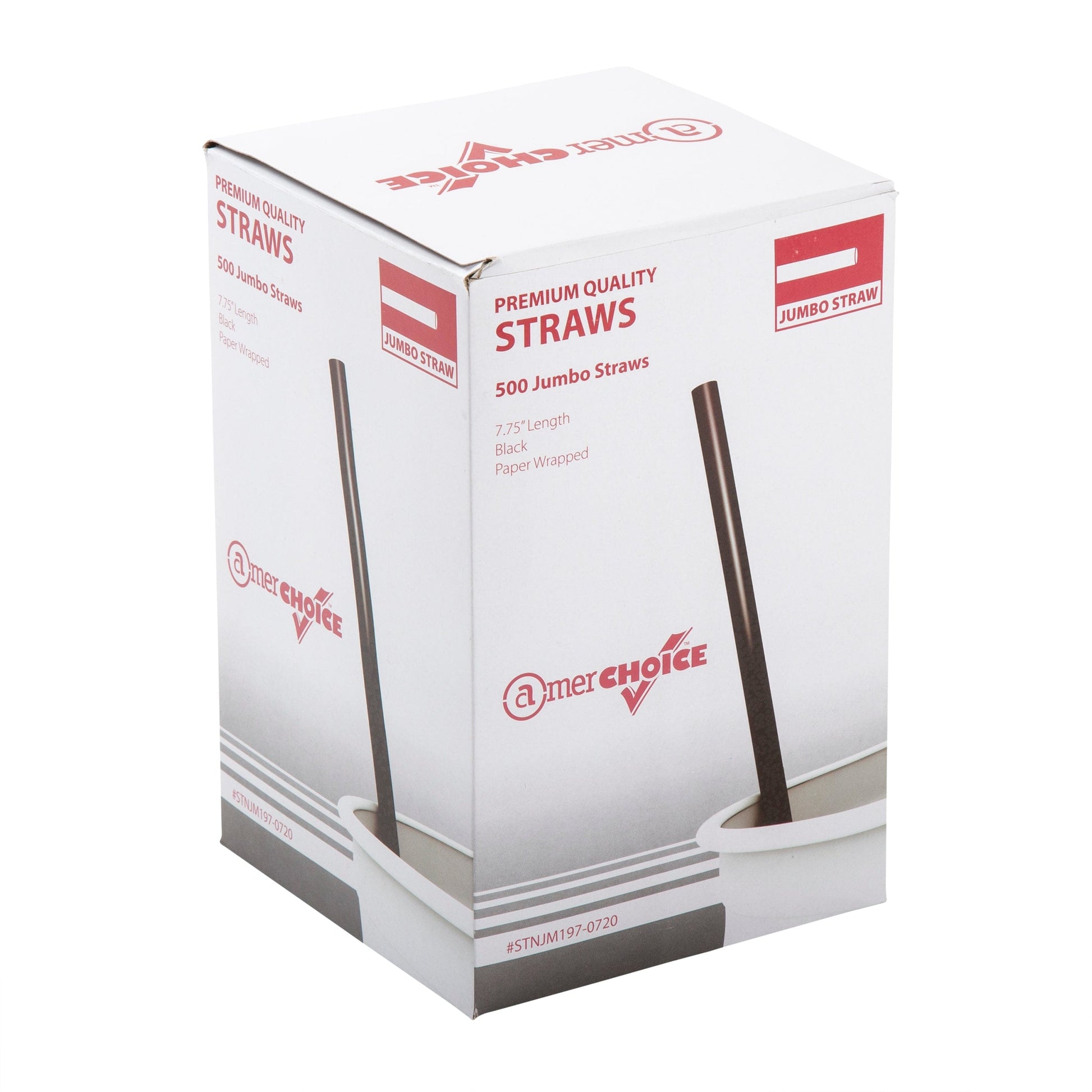 AmerCareRoyal Take-Out/Dine-In/Disposable Beverage Supplies/Straws 7.75" Jumbo Black Paper Wrapped Straws, Case of 12,000