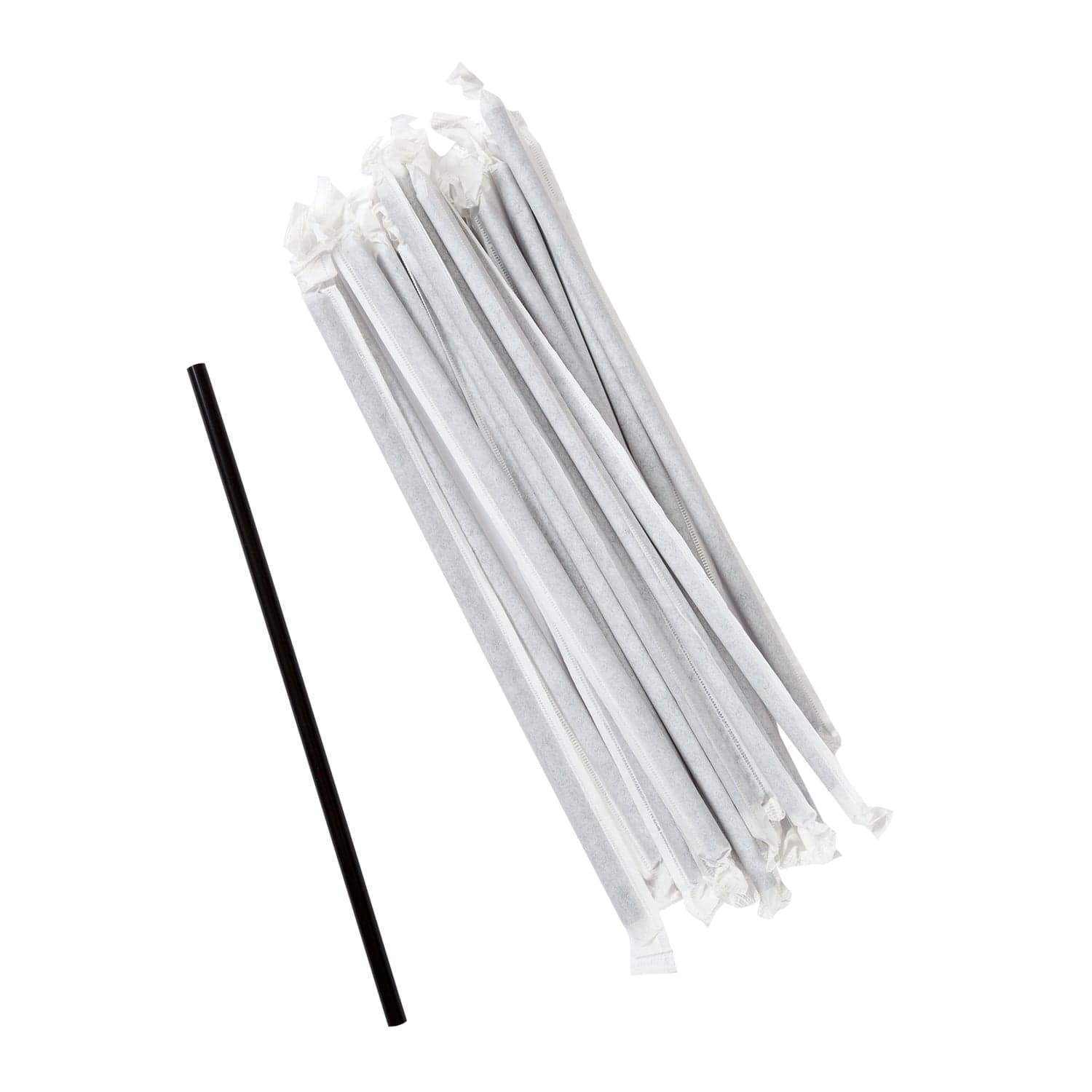 AmerCareRoyal Take-Out/Dine-In/Disposable Beverage Supplies/Straws 7.75" Jumbo Black Paper Wrapped Straws, Case of 12,000