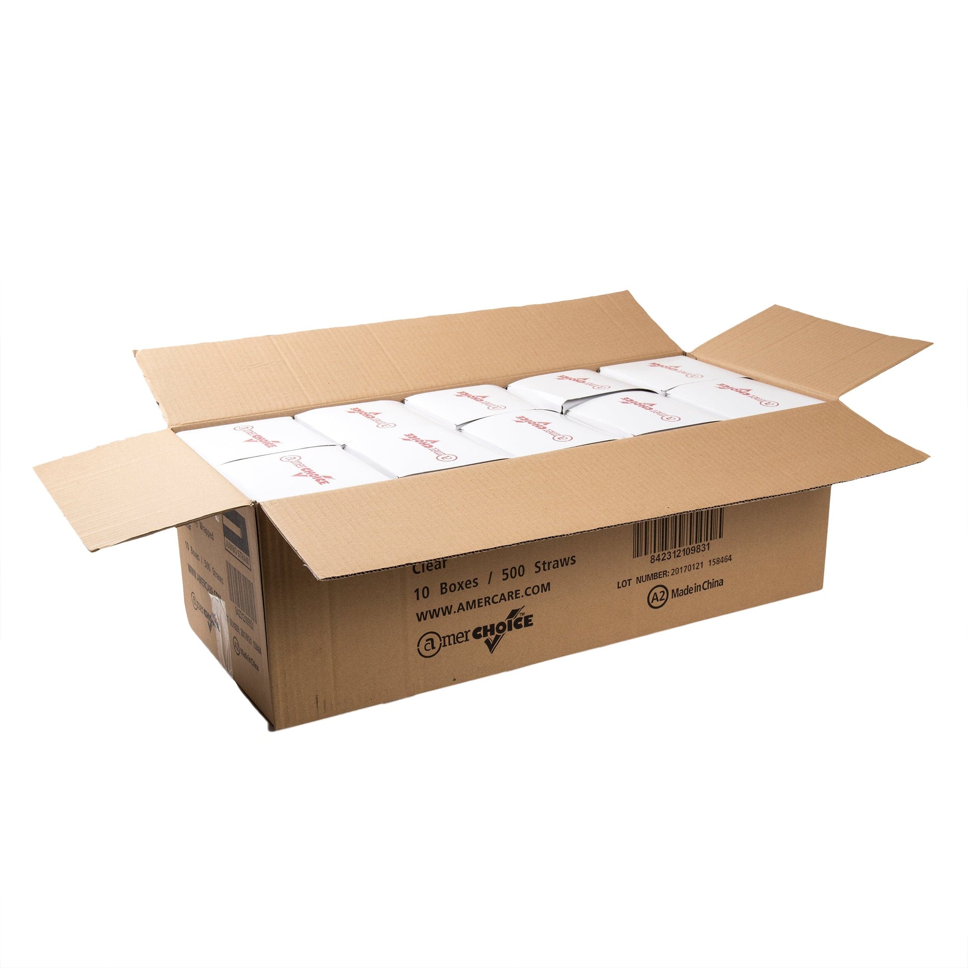 AmerCareRoyal Take-Out/Dine-In/Disposable Beverage Supplies/Straws 7.75" Jumbo Clear Poly Wrapped Straws, Case of 5,000