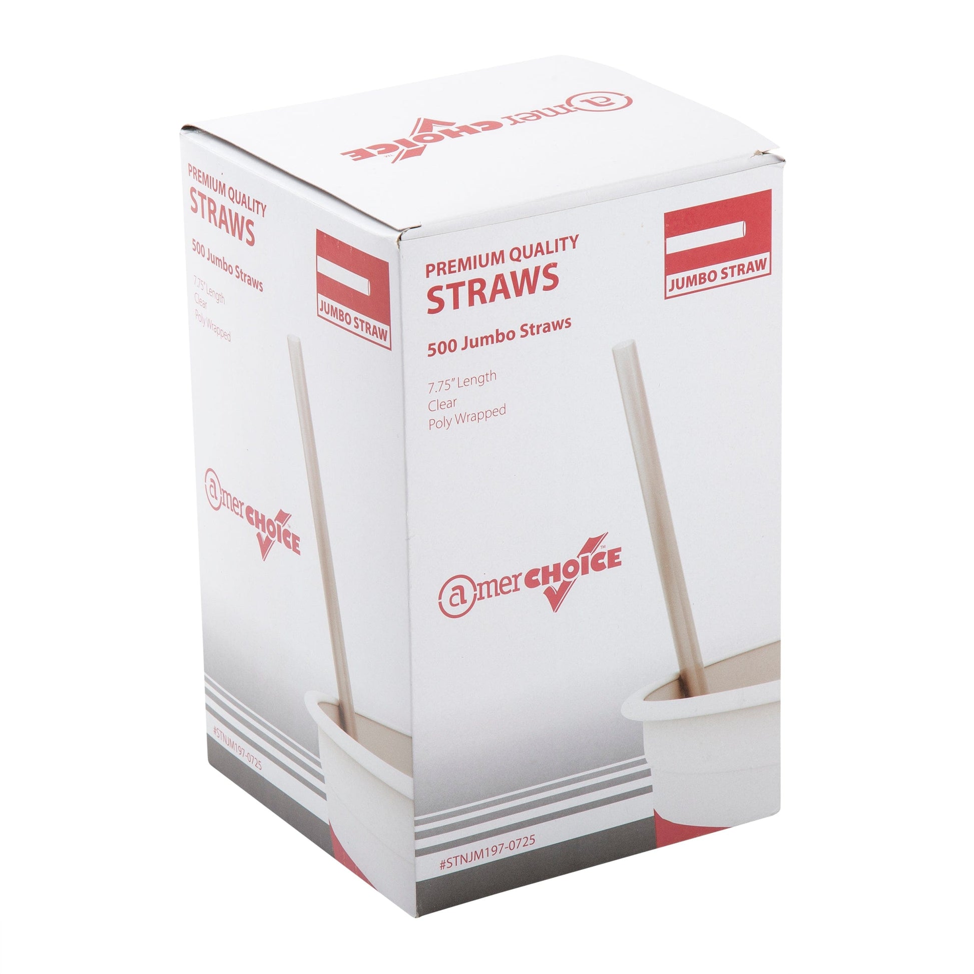AmerCareRoyal Take-Out/Dine-In/Disposable Beverage Supplies/Straws 7.75" Jumbo Clear Poly Wrapped Straws, Case of 5,000
