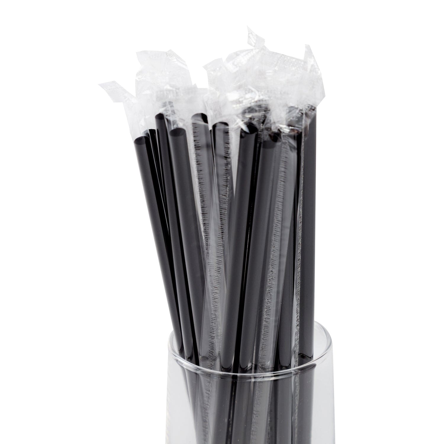AmerCareRoyal Take-Out/Dine-In/Disposable Beverage Supplies/Straws 7.75" Jumbo Black Poly Wrapped Straws, Case of 12,000