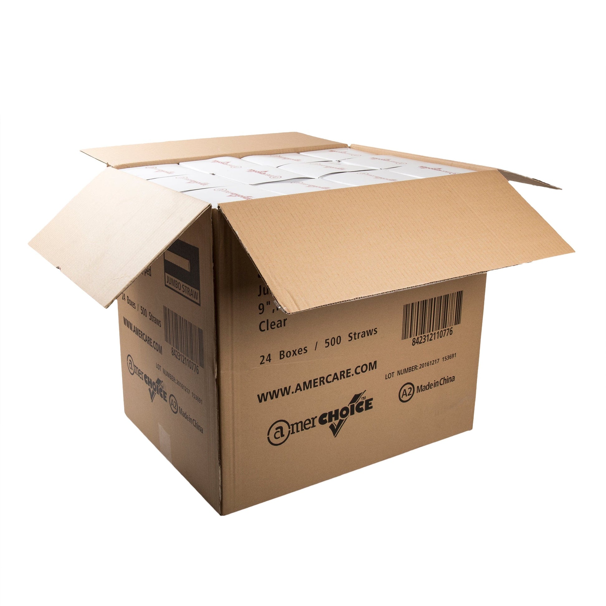 AmerCareRoyal Take-Out/Dine-In/Disposable Beverage Supplies/Straws 9" Jumbo Clear Paper Wrapped Straws, Case of 12,000