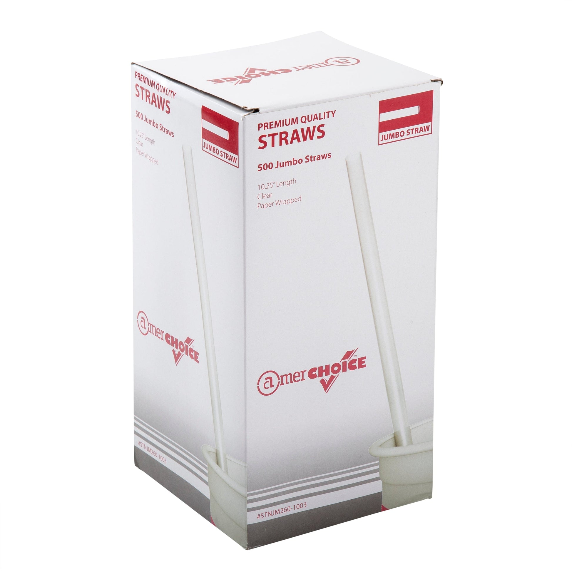 AmerCareRoyal Take-Out/Dine-In/Disposable Beverage Supplies/Straws 10.25" Jumbo Clear Paper Wrapped Straws, Case of 2,000
