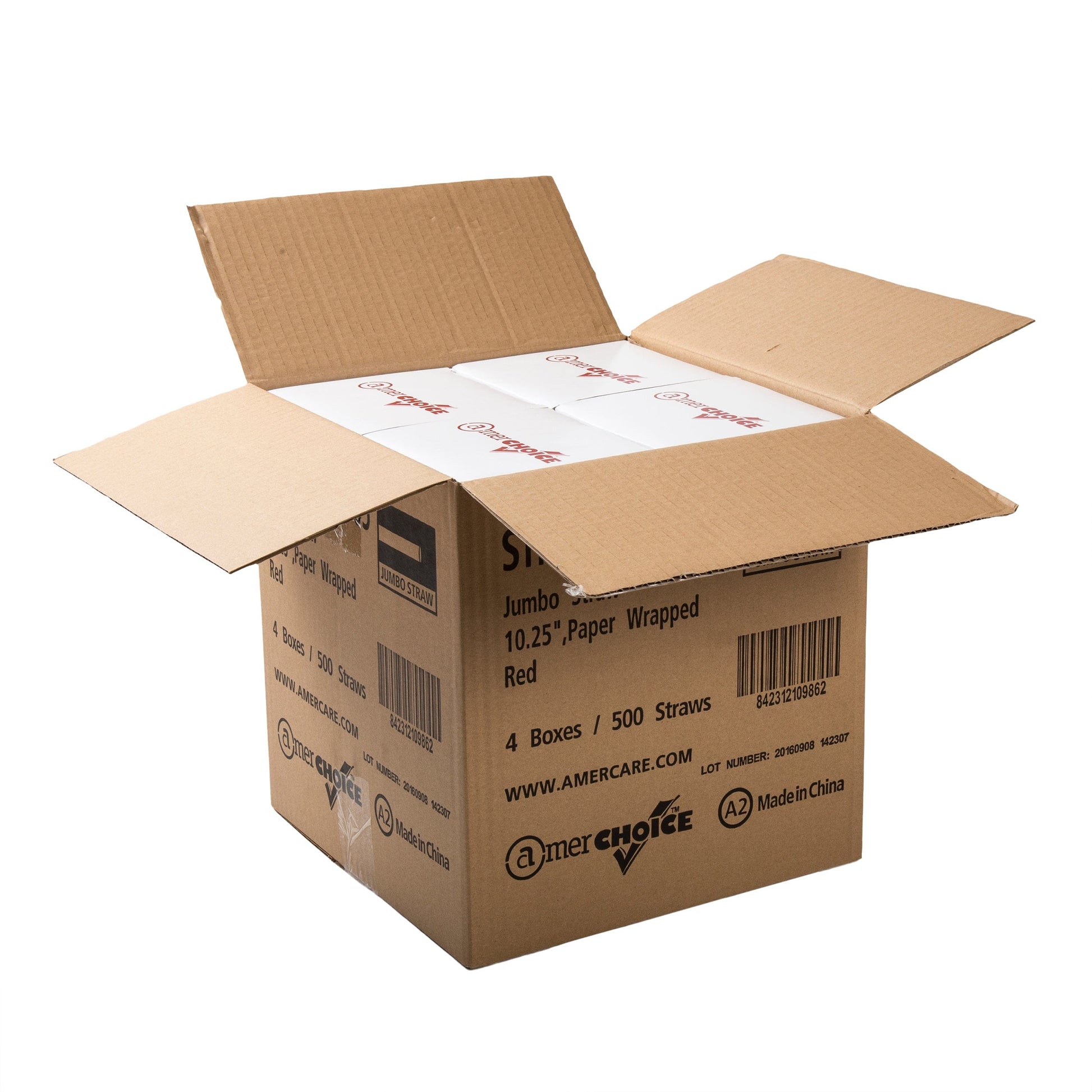 CiboWares Take-Out/Dine-In/Disposable Beverage Supplies/Straws 10.25" Jumbo Red Paper Wrapped Straws, Case of 2,000