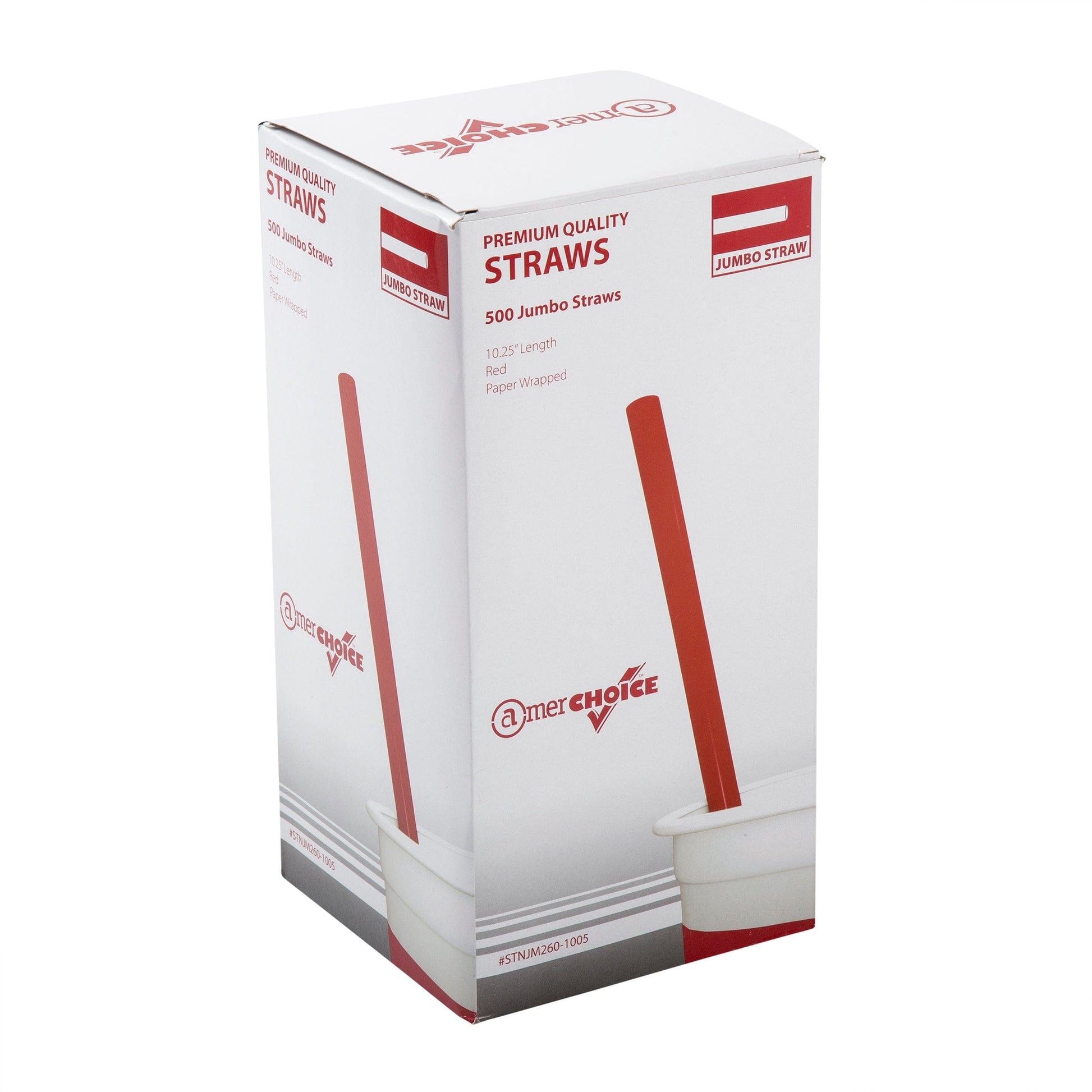 CiboWares Take-Out/Dine-In/Disposable Beverage Supplies/Straws 10.25" Jumbo Red Paper Wrapped Straws, Case of 2,000