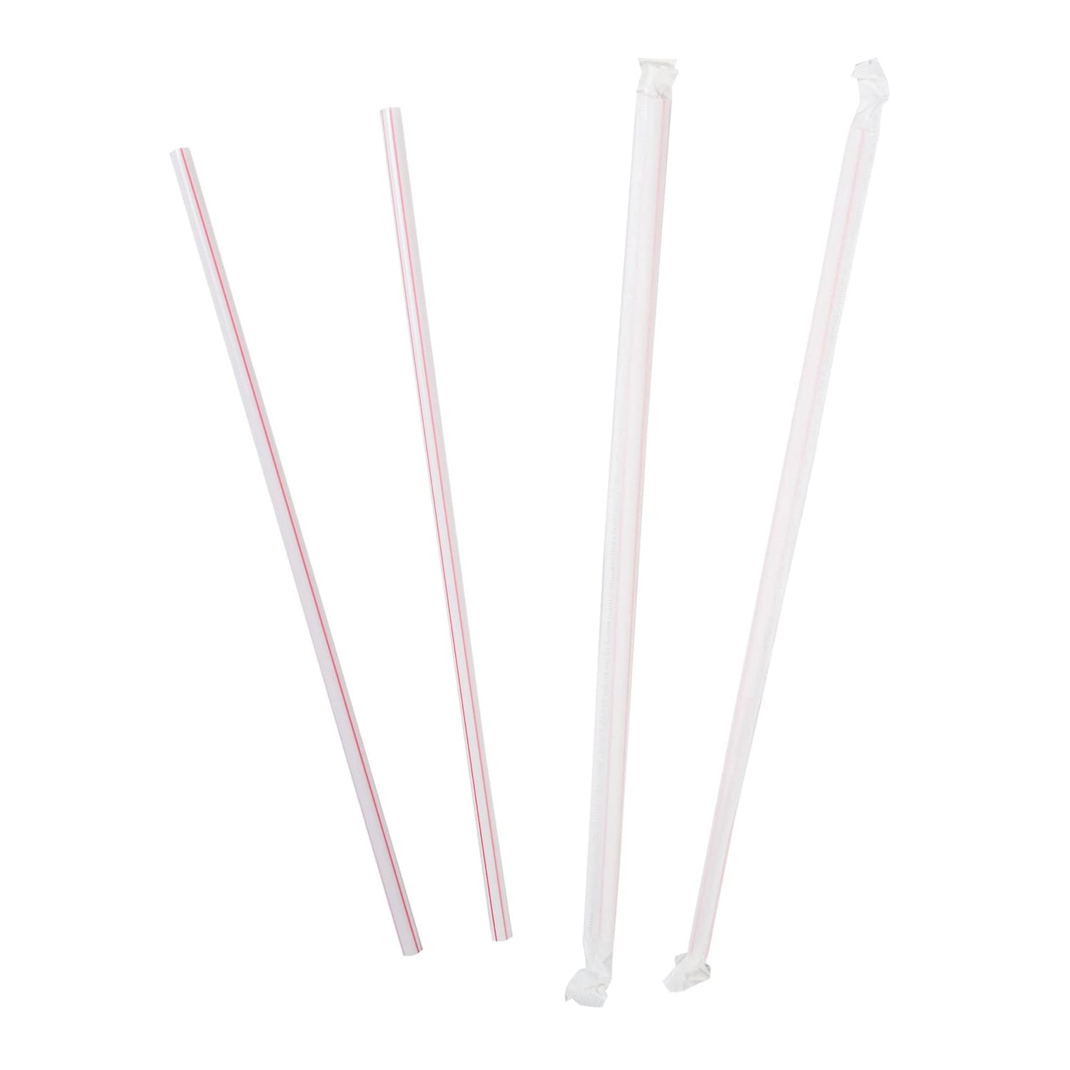 AmerCareRoyal Take-Out/Dine-In/Disposable Beverage Supplies/Straws 10.25" Jumbo White with Red Stripes Paper Wrapped Straws, Case of 2,000