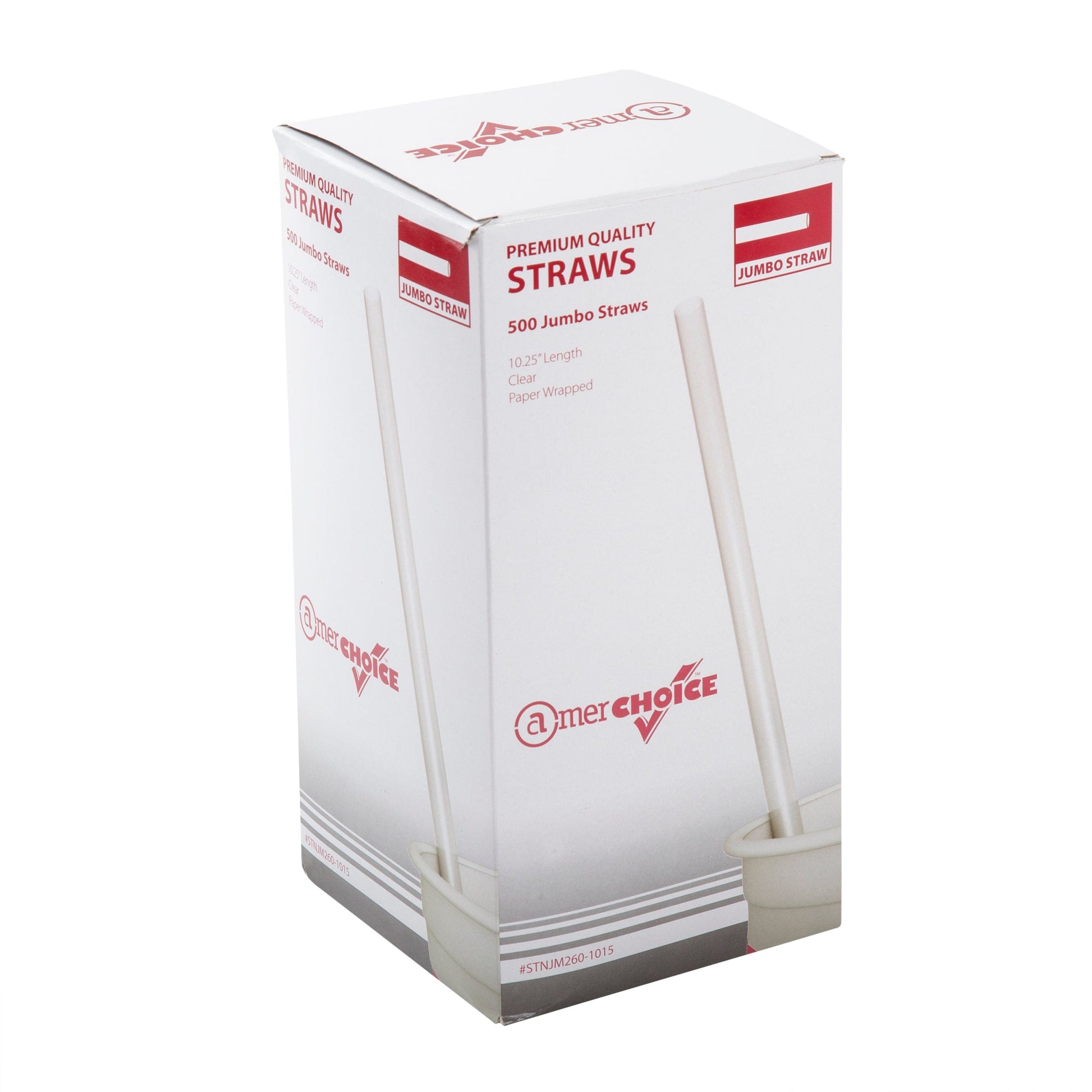 AmerCareRoyal Take-Out/Dine-In/Disposable Beverage Supplies/Straws 10.25" Jumbo Clear Paper Wrapped Straws, Case of 6,000