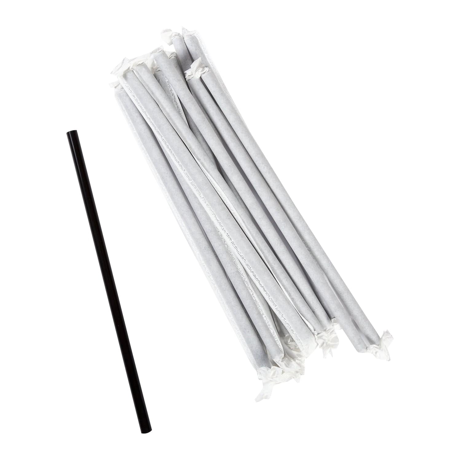 AmerCareRoyal Take-Out/Dine-In/Disposable Beverage Supplies/Straws 7.75" Giant Black Paper Wrapped Straws, Case of 7,200