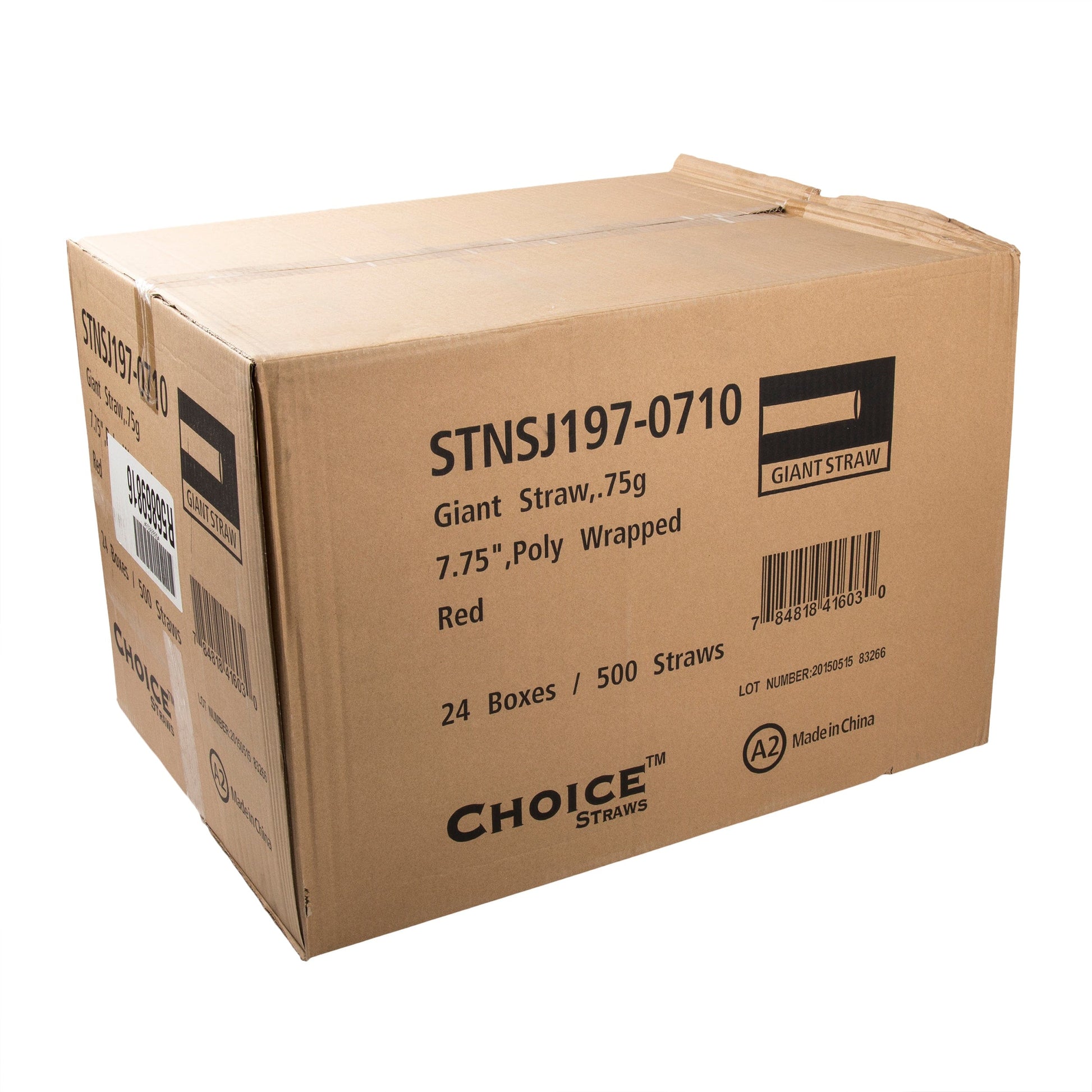 AmerCareRoyal Take-Out/Dine-In/Disposable Beverage Supplies/Straws 7.75" Giant Red Poly Wrapped Straws, Case of 12,000