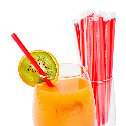 AmerCareRoyal Take-Out/Dine-In/Disposable Beverage Supplies/Straws 7.75" Giant Red Poly Wrapped Straws, Case of 12,000