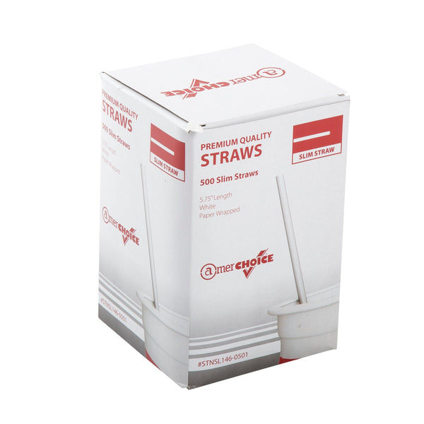 AmerCareRoyal Take-Out/Dine-In/Disposable Beverage Supplies/Sip Straws and Stirrers Milk Slim White Paper Wrapped Sipsters, Case of 12,000