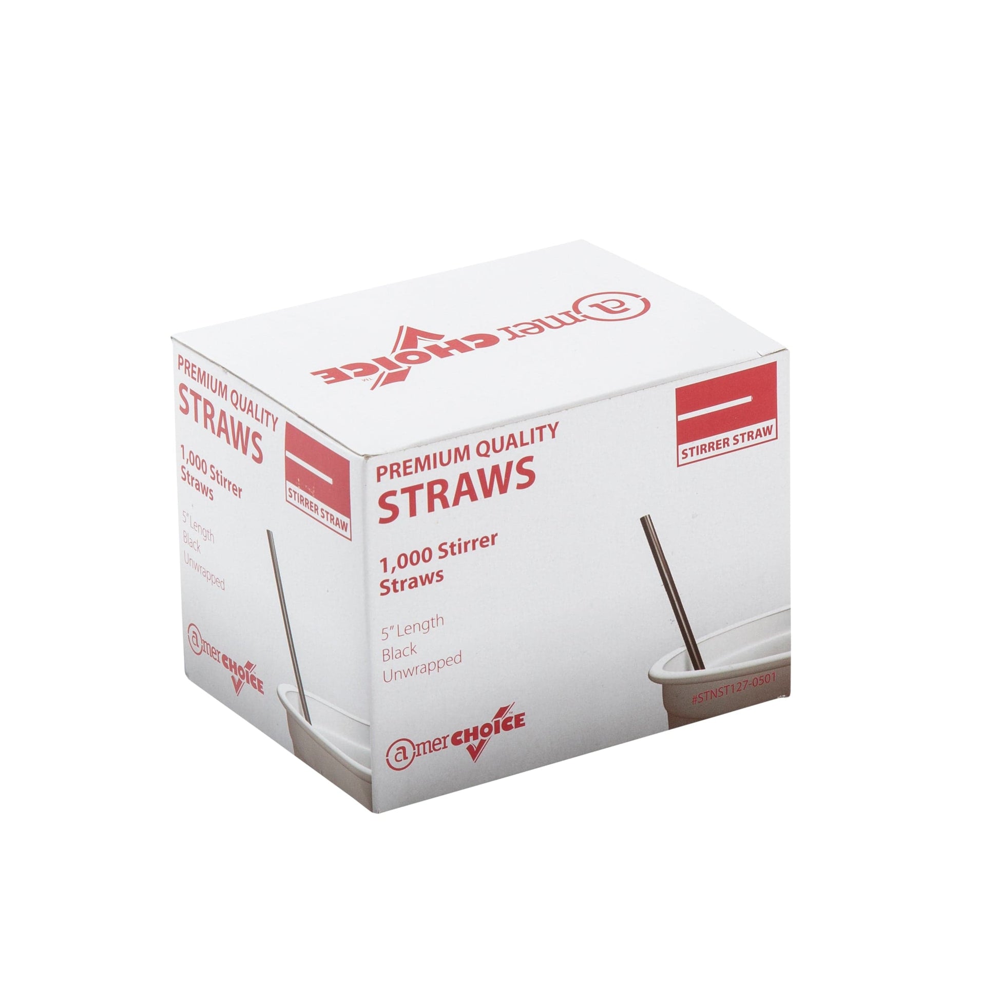AmerCareRoyal Take-Out/Dine-In/Disposable Beverage Supplies/Sip Straws and Stirrers 5" Black Unwrapped Stirrers, Case of 10,000