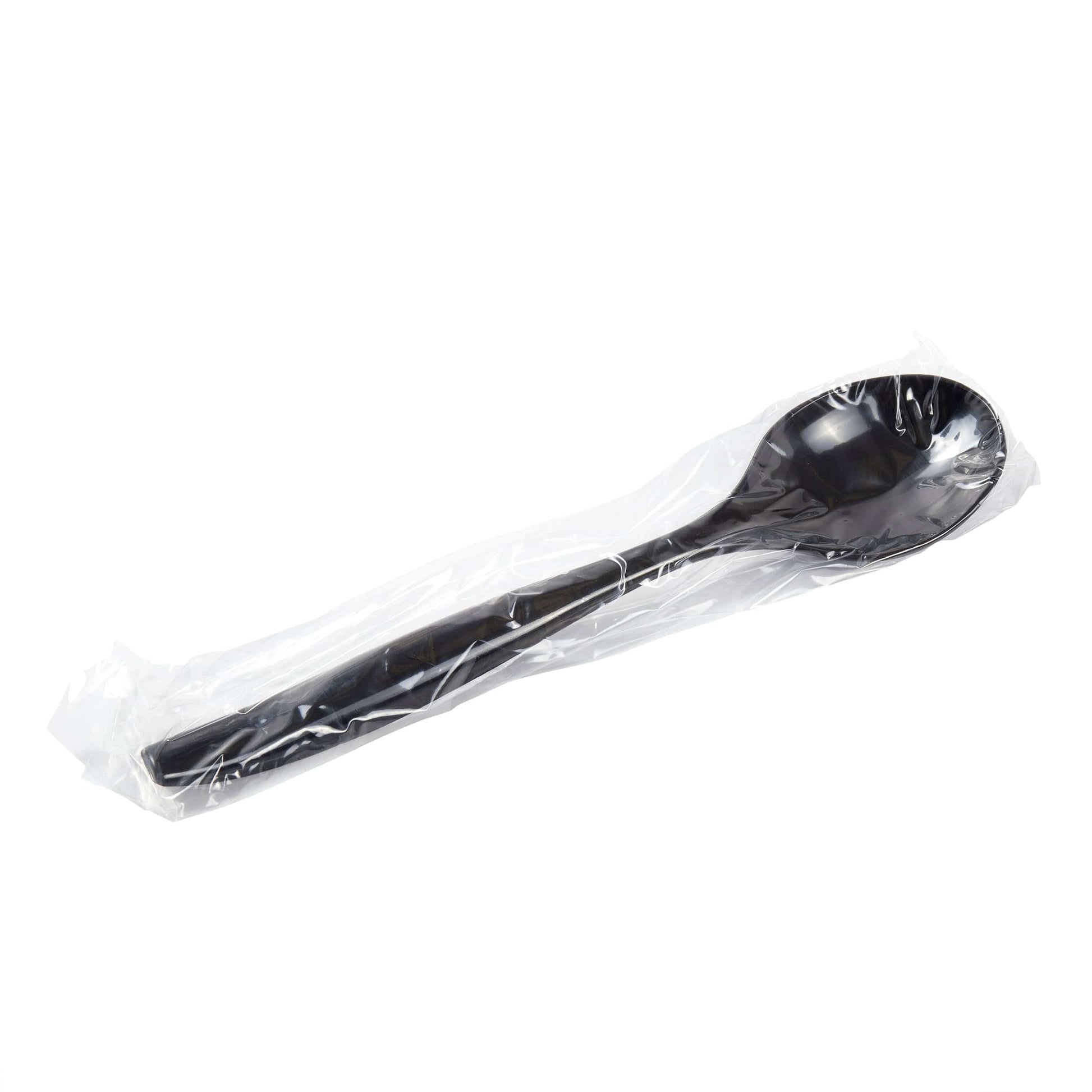 AmerCareRoyal Take-Out/Dine-In/Disposable Cutlery And Utensils/Disposable Utensils 10" Polystyrene Black Individually Wrapped Serving Spoons, Case of 144